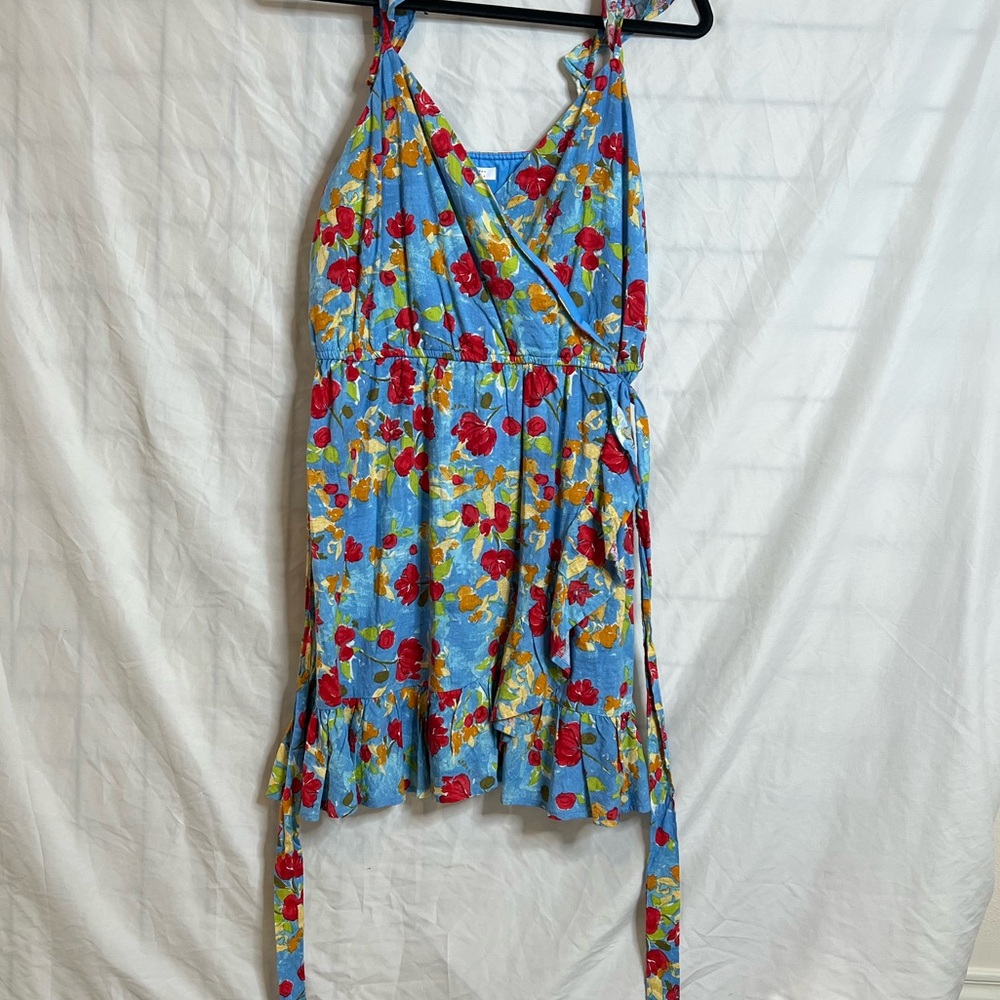 Bright Ruffle strap floral mini dress